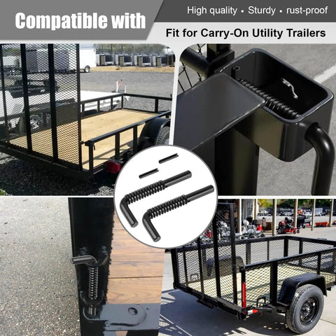Premium Heavy Duty Trailer Gate Spring Latch Repair Kit Two Pack showing black coated steel springs for utility trailer doors.