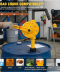 Heavy-Duty Barrel Pump Handles 15 To 55 Gallons Easy 10 Gpm Straight Up Fast Chemical Fuel Water Transfer device in use.