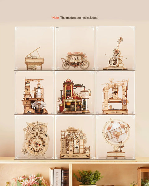 Clear Acrylic Transparent Display Case For Collectibles And Figures Keeps Dust Out For Model Toys And Home Display Crystal Clear Protector Box For Dustproof Storage RFM04, 3x3 wall display