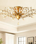 Vintage K9 Clear Crystal Chandeliers Gold Finish Five Light Ceiling Pendant Lighting Fixture For Living Room Bedroom Restaurant And Porch Luxe Crystal Chandelier With Modern Classic Vibe.