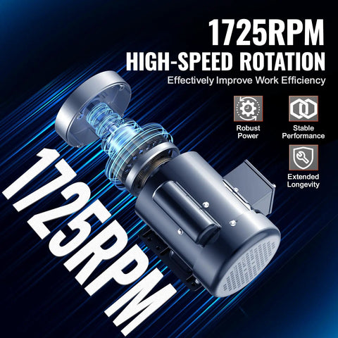 Illustration of Workhorse 1HP Electric Motor With Reversible CW CCW Rotation for air compressors and farm machinery, 1725 RPM