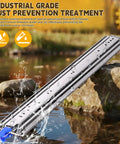 Heavy Duty Drawer Slides With Lock, 500 Lb Capacity shown with rust prevention treatment in outdoor setting