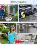 APOWER stainless steel 3/8 inch quick-connect kit for pressure washers, 8-piece male/female hose fittings.