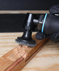 Close-up of Two Inch 120 Grit Zirconia Aluminum Oxide Sanding Discs Set, 10 Pack, used on wood, showing fast cutting and low vibration.