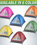 Two Person Camping Tent Shelter With Rain Fly And Carrying Bag Lightweight Dome For Backpacking Hiking And Beach Green shown in six colors