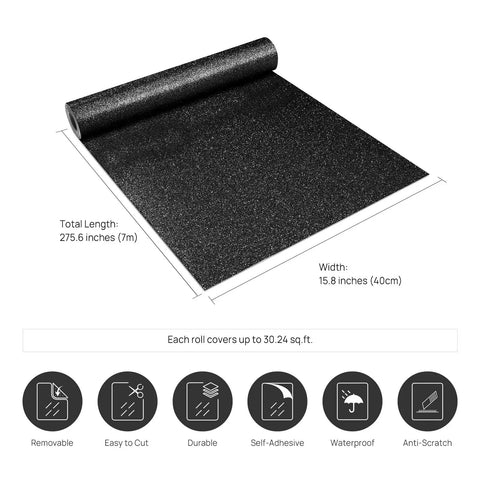 Black Peel And Stick Glitter Wallpaper With Real Ultra Fine Glitter, 275.6 inches long, 15.8 inches wide, product overview