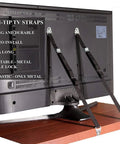 Heavy Duty Metal Anti Tip Straps Keep Your Furniture Locked Down Tight With Adjustable Wall Anchors Straight Up Steel Construction For Baby Proofing TV Mounting No Cheap Plastic Tricks Pack Of Two on a TV.