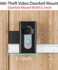 No Drill Anti Theft Video Doorbell Mount For Apartment Rentals Inward Swing Bracket 5.1 inch width with ruler on wood door