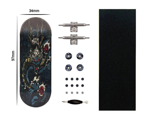 Pro Fingerboard 34mm Wooden Deck Dragon Edition With 5 Layer Canadian Maple Deep Concave CNC Swirl Trucks Thick Base Pivot Cup