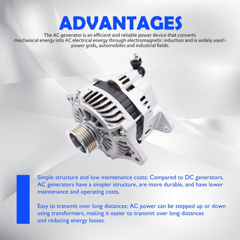 90A 12V Car Alternator For Subaru Impreza 2004 2010 Forester 2006 2010 And Saab 9-2X 2006 Replacement With 5 Groove Pulley And Clockwise Rotation OE 11058N 23700AA540 23700AA541 23700AA380 front view on white background