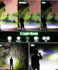 Rechargeable Flashlight With 120000 Lumens Beast Mode Bright LED Tactical Light Zoomable For Camping Hunting And Emergencies 5 Modes