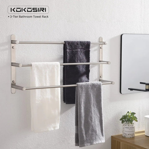 Stainless Steel 3 Tier Ladder Towel Rack Wall Mount In Brushed Nickel Rustproof SUS 304 Bathroom Towel Shelf Organizer with towels
