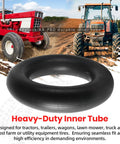 Heavy Duty 6.00-16 Inner Tube With TR15 Valve Stem Durable Butyl Rubber Replacement For Tractor Trailer Truck And Farm Utility Tires Universal Fit For Wagons Lawn Mowers And More displayed with tractors in field