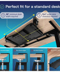 Under Desk Keyboard Tray That Slides Out With Adjustable Clamps For Desks Up To 1.5 Inches showing fit and specifications