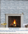 Ten Sheets Peel and Stick Backsplash PVC Wall Tiles For Kitchen, Easy Install shown on fireplace wall