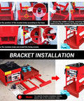 Bracket installation steps for LOschten 1700W Desktop Electric Hydraulic Rebar Bender on solid ground.