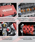 Mini V8 Engine Kit That Runs Real Pistons And Moving Crankshaft 478 Piece STEM Engineering Model with detailed mechanics