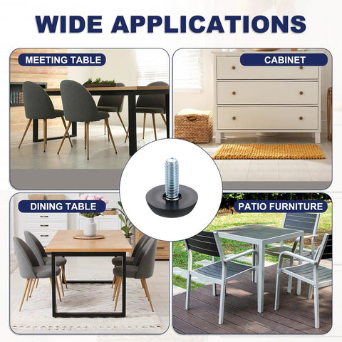 20 Pack Adjustable Furniture Feet Levelers 1/4-18 Thread Galvanized Iron for tables, chairs, cabinets, patio furniture