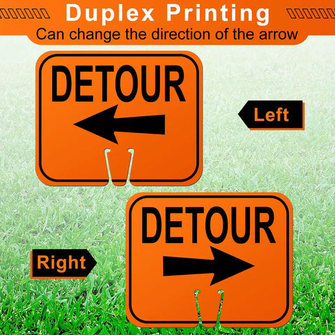 Knock It Out At Job Site With This Bulk Pack Of Six Traffic Cone Arrow Signs Featuring Reversible Orange And Black Plates, showing left and right direction.