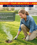 Woman using Quick Strike Mole And Gopher Gassers Eight Pack Self Igniting Burrow Pest Control Outdoors