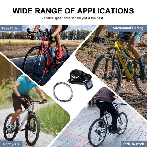 Wide range of applications for 7 Speed Right Thumb Shift Lever For Mountain City Road And Folding Bikes, cycling scenes