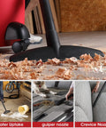 Heavy Duty 6 Gallon Wet Dry Vacuum With 3.0 Peak HP cleaning wood shavings with various nozzles for home and workshop use
