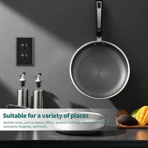 Kitchen with Decorative Receptacle Outlet, Tamper Resistant, 20 Amp 125 Volt, Grounding With Wall Plate, UL Listed, black finish.