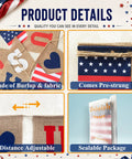 Product details of All American Patriotic Burlap Banner Garland For 4th Of July Decor Pre Strung Red White And Blue Flags