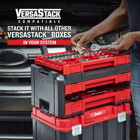262 Piece Mechanic Tool Set In Versastack 3 Drawer Box with SAE and Metric sockets for car and motorcycle repairs