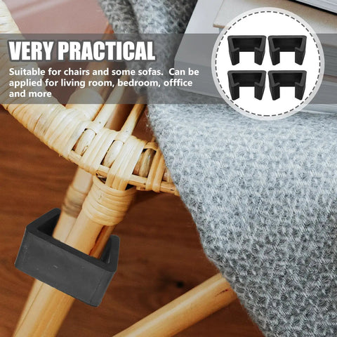 4Pc Black Plastic Furniture Fastener Clips For Chairs And Sofas on woven furniture with gray fabric