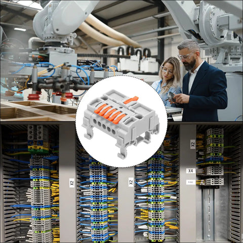 4 Pack Din Rail Quick Terminal Blocks Plug And Play Wire Splitter Connector One In Five Out 32 Amp Heavy Duty Electrical Harness Kit on display.