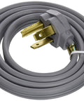 Genuine OEM Six Foot 30 Amp Three Wire Dryer Power Cord Grey Replacement For Electric Dryers coiled with plug and connectors.