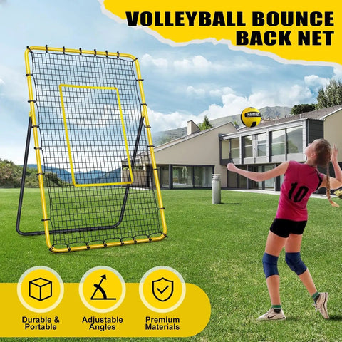 Volleyball Rebounder Net 7x4 Ft With Five Angle Adjustments in backyard, portable and durable net for outdoor training