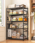 Heavy Duty 5 Tier Metal Shelving Rack With 1000Lbs Capacity 72In High 36In Wide 12In Deep 4 Side Hooks Black Ultra Versatile Garage Kitchen Bath Storage Organizer For Max Vertical And Corner Space, black