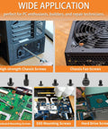 Heavy Duty Computer Screw Organizer Kit Featuring Motherboard Standoffs And Ssd Hardware Fasteners For Tight Fits And No Sweat Pc Builds And Quick Repairs, showcasing various screws for PC assembly.