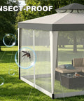 Spacious 10 By 10 Patio Gazebo With Mosquito Netting And Double Roofs Perfect For Backyard Parties And Weekend Hangouts Easy Setup Canopy Shelter For Lawn Use Gray 10x10 Outdoor Garden Shelter with insect-proof feature