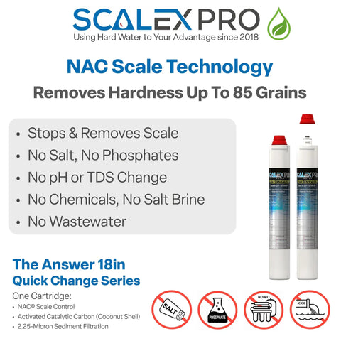 18 Inch Quick Change Water Filter Cartridge Packed With Premium Catalytic Carbon To Kick Hard Water Scale To The Curb While Filtering Chlorine Fast For Commercial Coffee Brewers And Ice Machines That Require A Smooth Daily Grind, featuring NAC Scale Technology.