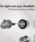 Keyless Entry Smart Lock With Wifi Electronic Deadbolt For Front Door showing installation over deadbolt, featuring silver finish and components.