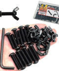 Black One Quarter Twenty Wing Nut Button Head Socket Cap Screw Bolts Kit With Hex Key Pro Grade Fasteners Durable Beefy Gear For Car Guys Who Want Sick Performance To Get Shit Done Fast This Heavy Duty Pack Sick For Mechanics Building Cars, 1/4-20 bolts and wing nuts in hand