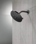 3 Spray H2Okinetic Shower Head With Touch Clean In Matte Black Delivers 3X Coverage And PowerDrench Spray For A Spa Like Full Body Shower Experience Everyday on wall