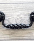 Vintage Black Bail Drawer Pull Four And A Quarter Inch Centers Drop Swing Dresser Cabinet Hardware Old School Retro Look