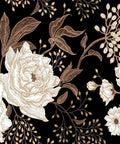 Floral Wall Mural Peonies And Roses In Gold White Vintage Look Seamless Wallpaper 5-Piece Set For Living Room Bedroom Kids Room
