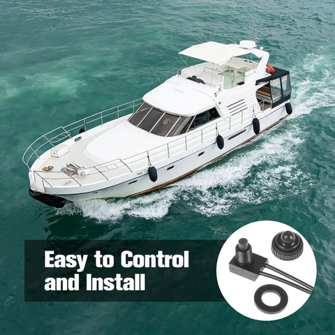 12V Waterproof Push Button Switch SPST On Off with 4.7 Inch Wires for RV Boat Car Motorcycle Truck Yacht LED Lights Bathroom Fan and DIY Mods Durable Marine Grade Switch on yacht