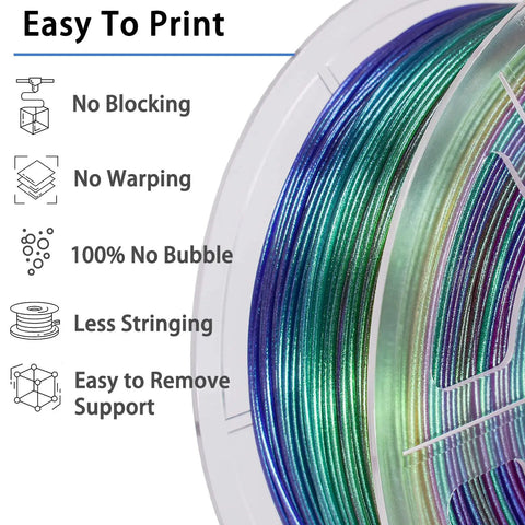 Totally Dope Iridescent PLA Filament For 3D Printers Color Shifting Shiny Rainbow Spool Hella Smooth Feed One Seven Five Mm Diameter One Kilogram Roll Ultimate Creator Gear