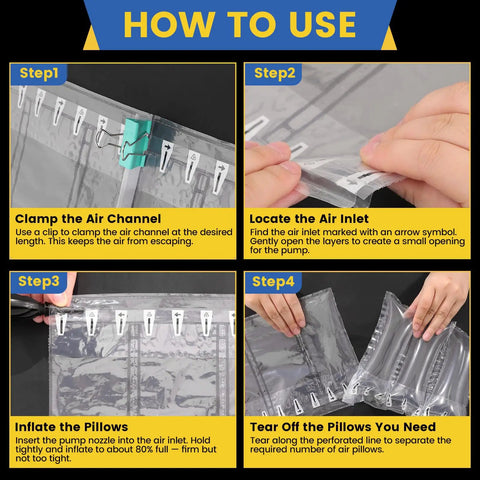 How to use Bulk 800 Pack Air Pillows With Pump For Shipping And Moving Pro Grade Inflatable Packing Bags steps guide