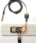 DS18B20 Temperature Sensor Waterproof Stainless Steel Probe Two Pack For Arduino ESP32 ESP8266 And Raspberry Pi setup on breadboard