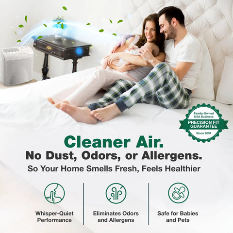 Family enjoying clean air with Two Pack Replacement Air Purifier Filters Compatible With Hunter Brand Part 30931