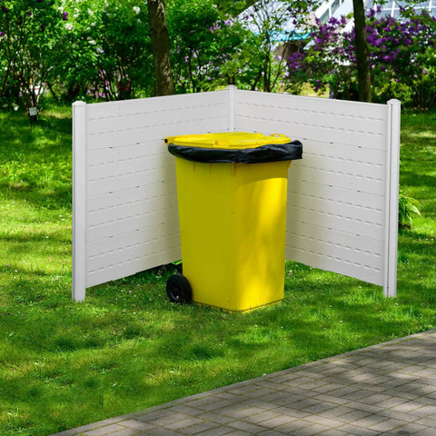Outdoor Privacy Screen Fence Panels Set Of Two White Panels For Yard Or Garden Hide Air Conditioners Trash Cans And Other Outdoor Equipment