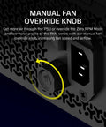 Manual fan override knob on 1000W Fully Modular PC Power Supply With Quiet Operation, ATX 3.1 Ready, PCIe 5.1 Support