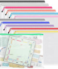 Set of 12 Mega Zipper Pouch Set, 16.9 by 12.4 Inches, Waterproof Zipper Bags in various colors with board games inside